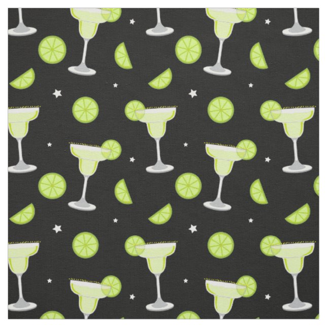 Cocktail Glasses and Limes Margarita Pattern Fabric (Swatch)