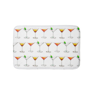Cocktail Glasses Mixed Bar Drinks Martini Cosmo Bath Mat
