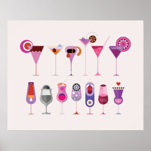 Cocktail Glasses Poster