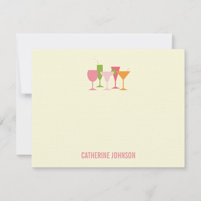 Cocktail Glasses Thank You Cards (Front)