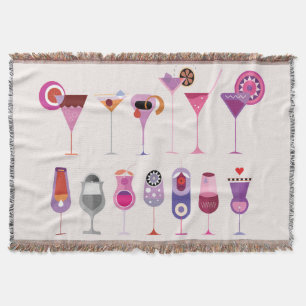 Cocktail Glasses Throw Blanket