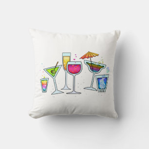 COCKTAIL GLASSES THROW or LUMBAR PILLOW