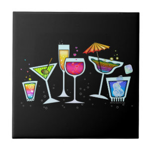 COCKTAIL GLASSES TILE - COASTER - TRIVET