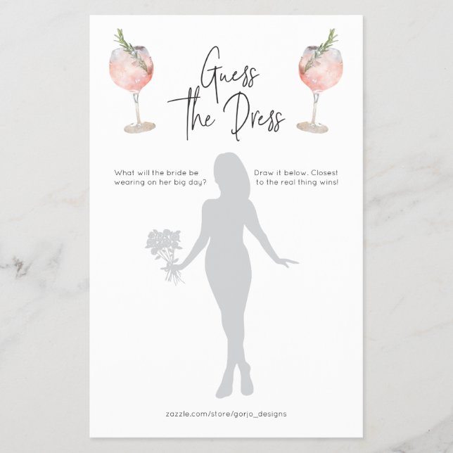 Cocktail Guess the Dress Bridal Shower Game Flyer (Front)