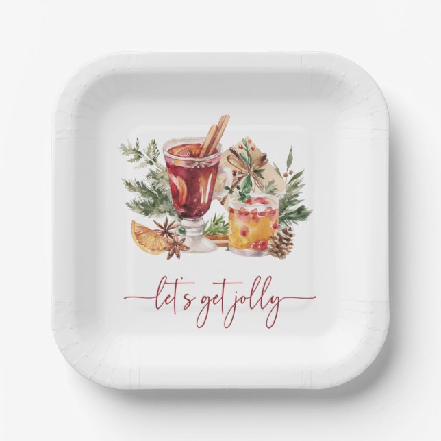 Cocktail Holiday Paper Plate (Front)
