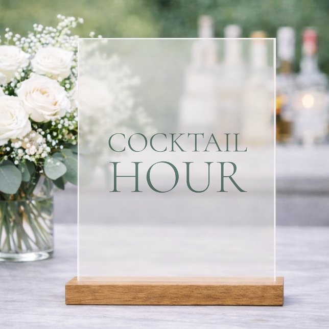 Cocktail Hour Acrylic Sign with Wooden Base (Creator Uploaded)