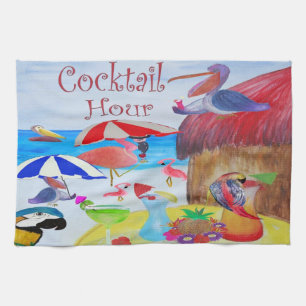 Cocktail Hour Beach Party kitchen towel