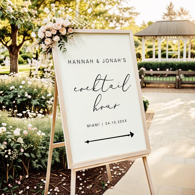 Cocktail Hour Elegant Calligraphy Wedding modern Poster (Creator Uploaded)