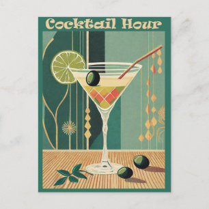 Cocktail Hour Mid Century Design Postcard