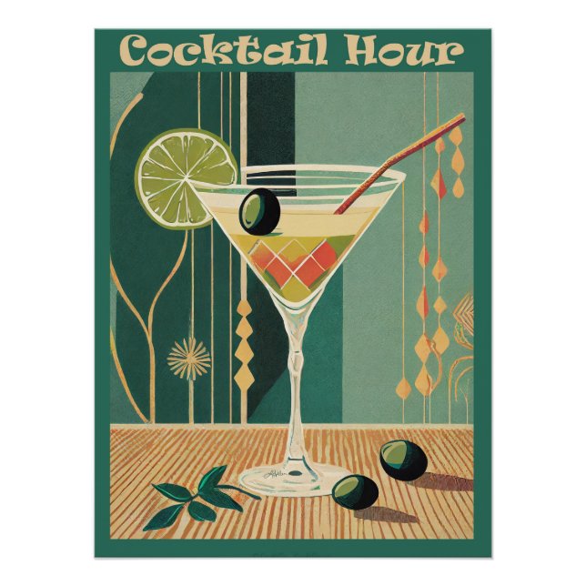 Cocktail Hour Mid Century Design Poster (Front)
