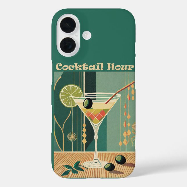 Cocktail Hour Mid Century Modern Martini Case-Mate iPhone Case (Back)