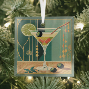Cocktail Hour Mid Century Modern Martini Glass Ornament
