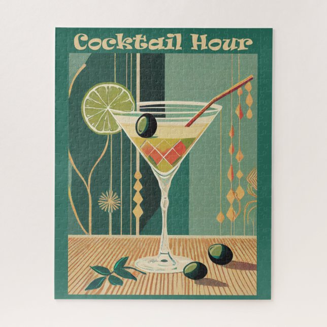 Cocktail Hour Mid Century Modern Martini Jigsaw Puzzle (Vertical)