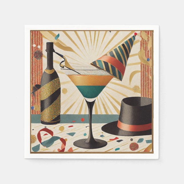 Cocktail Hour Mid Century New Years Eve Design Napkin (Front)