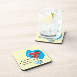 Cocktail Hour_retro-style Cosmo glass personalized Coaster