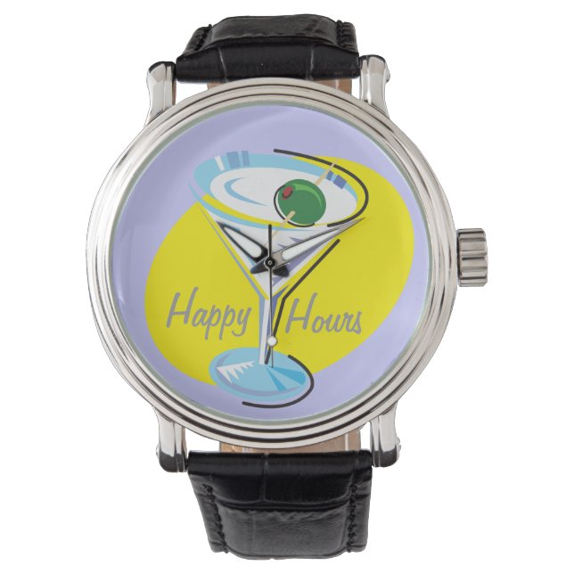 Cocktail Hour_retro-style Martini Glass_Happy Hour Watch (Front)