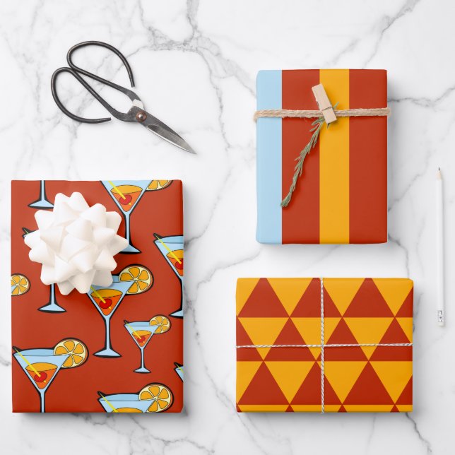 Cocktail Hour Wrapping Paper Set (Front)
