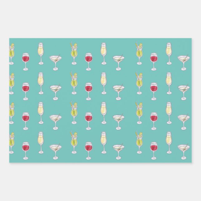 Cocktail Hour Wrapping Paper Sheet (Front)