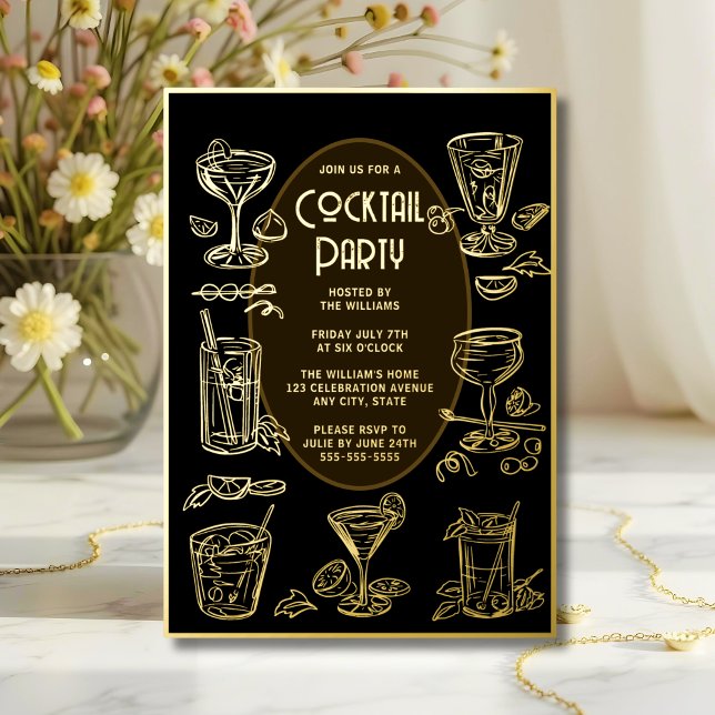 Cocktail Invitation Black Elegant (Créateur téléchargé)