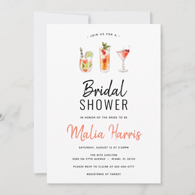 Cocktail Invitation de douche nuptiale (Devant)