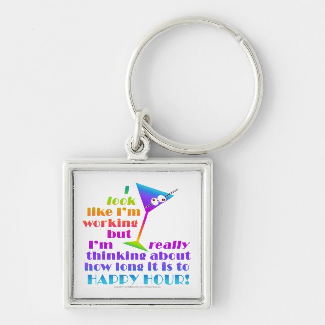 Cocktail Keychains - How Long to Happy Hour (Front)