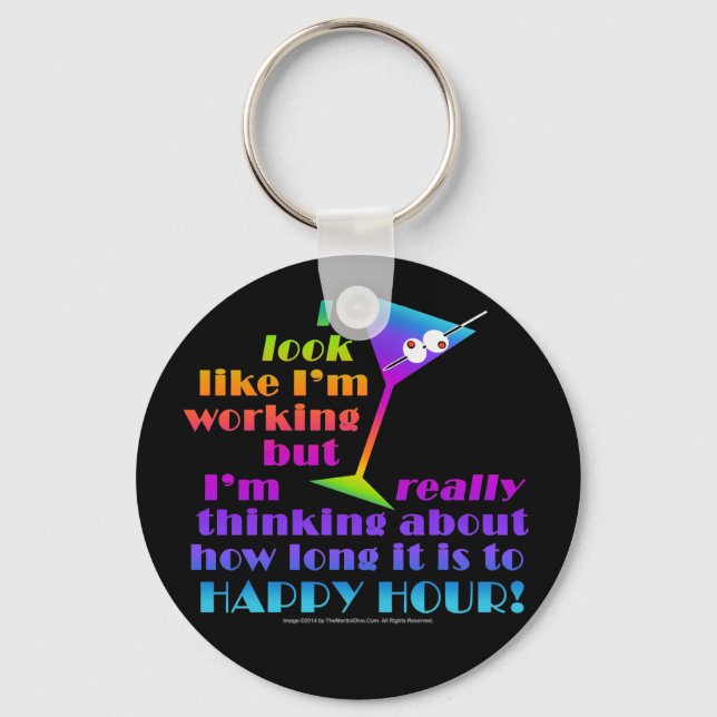 Cocktail Keychains - How Long to Happy Hour (Front)