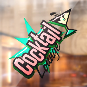 Cocktail lounge martini retro mid century bar  window cling