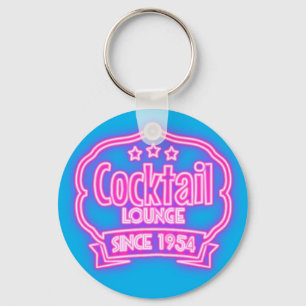 Cocktail lounge retro neon sign keychain