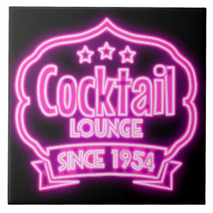 Cocktail lounge retro vintage neon sign liquor bar tile