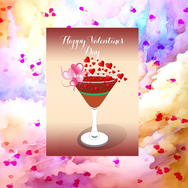 Cocktail Love Quote Valentine Sweeping Hearts Cute Holiday Card (Cocktail Love Quote Valentine Sweeping Hearts Cute Holiday Card)