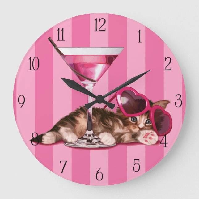 Cocktail maine coon large clock (Front)