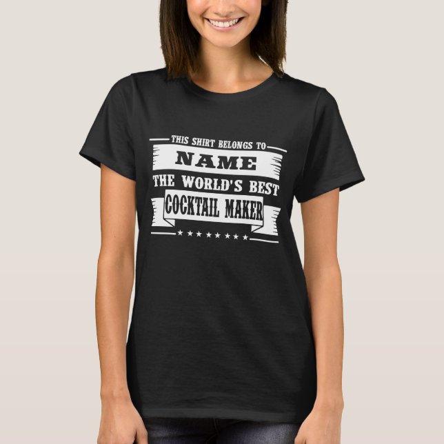 Cocktail Maker Mens Personalised Bar Drink Pub Nig T-Shirt (Front)