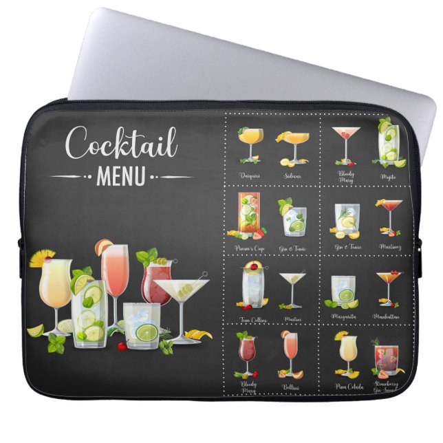 Cocktail menu laptop sleeve (Front)