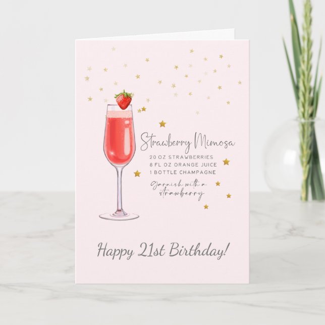 Cocktail mimosa fraise Bonne carte d'anniversaire (Devant)