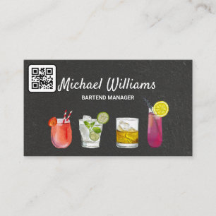 Cocktail Mix Drinks   Mixology   QR Code Business Card