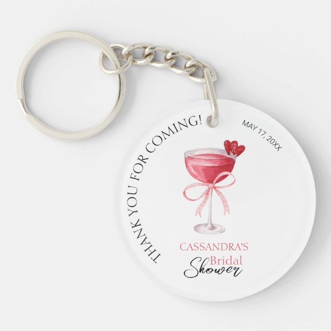 Cocktail moderne Bow Fête des mariées rose Merci (Devant)