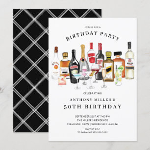 Cocktail moderne Invitation de fête d'anniversaire