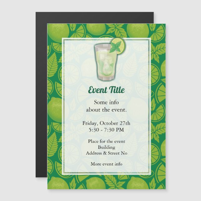 Cocktail Mojito Invitation magnétique (Devant / Derrière)