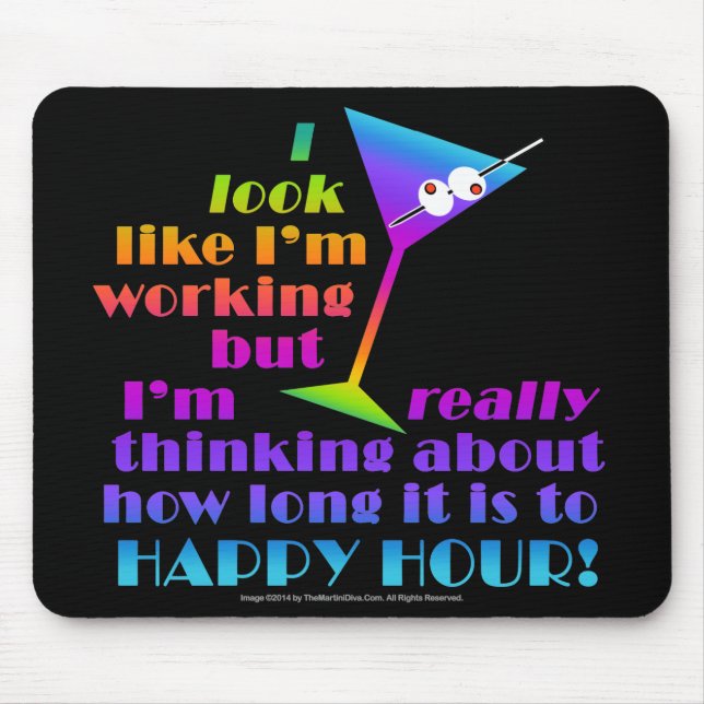 Cocktail Mousepads - How Long to Happy Hour (Front)