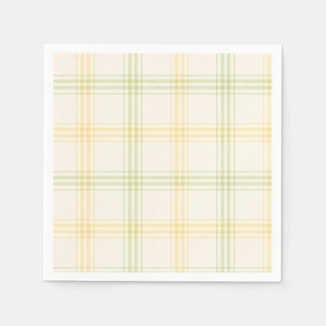 Cocktail Napkin | Lime & Lemon Plaid | Gin & Tonic (Front)