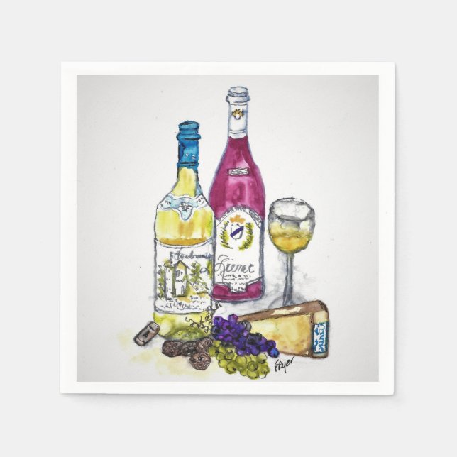 Cocktail napkin - Wine & Cheese (Front)