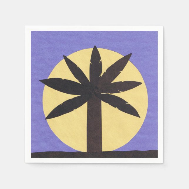 Cocktail Napkin with a Palm Tree Design (Front)