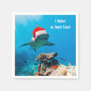 Cocktail Napkins, Shark Christmas Napkin