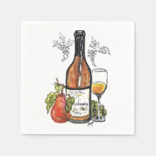 Cocktail napkins, Wine - original watercolor Napkin