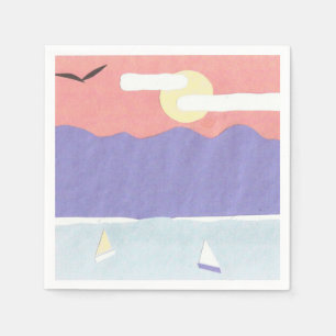 Cocktail Napkins with a Sunset Mountain Scene