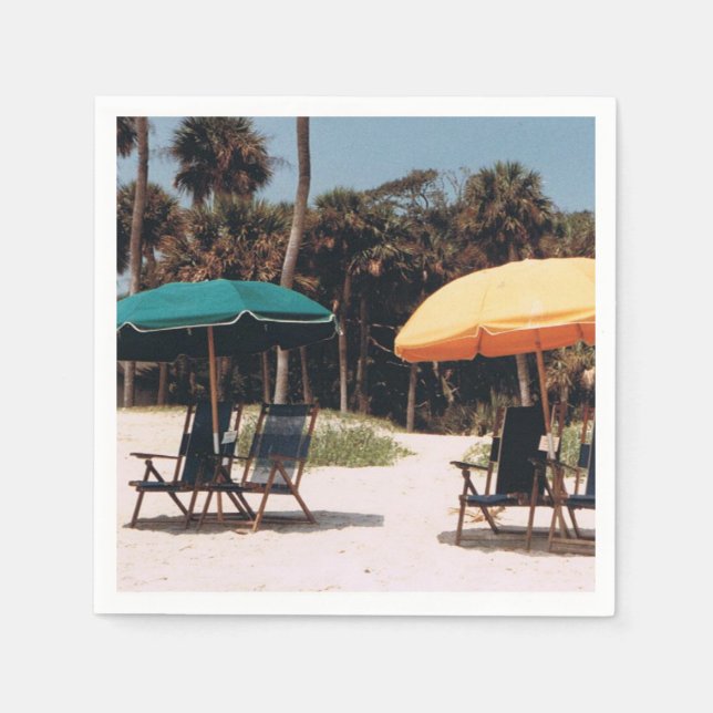 Cocktail Napkins with an Island Scene (Front)