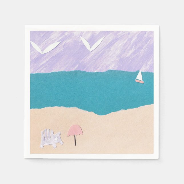 Cocktail Napkins with Beach Design (Front)