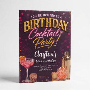 Cocktail Night Theme Birthday Party Invitation