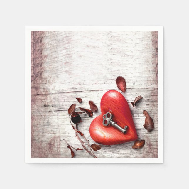 Cocktail Paper Napkin Country Wood Key to my Heart (Front)