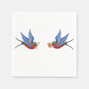 Cocktail Paper Napkin Traditional Bird Tattoo Spar